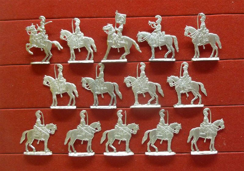 14 Zinnfiguren Frankreich Carabiniers Kavalleire 30mm blank unbemalt 14 Zinnfiguren Frankreich Carabiniers Kavalleire 30mm blank unbemalt
