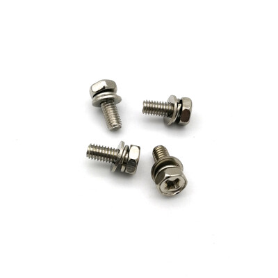 Nickel Plated Phillips Hex-Head Screws with Washer - M4 (Pack of 4)