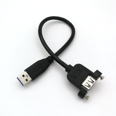 Panel mount USB 3.0 cable - USB A male to USB A female, 30cm