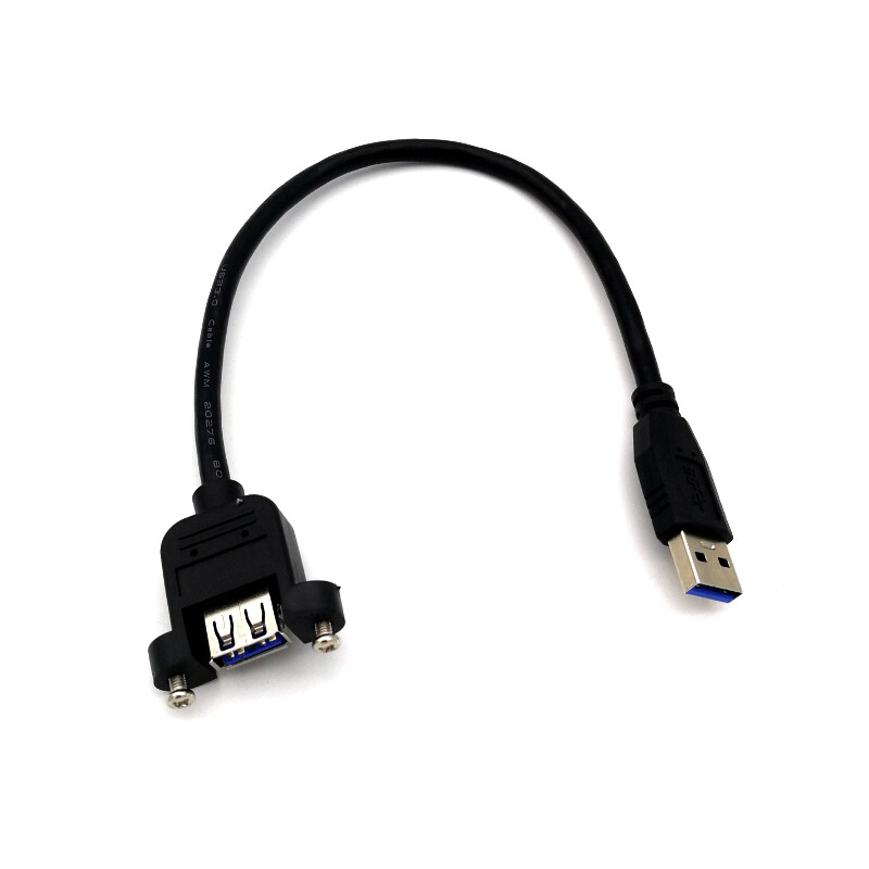 Panel mount USB 3.0 cable - USB A male to USB A female, 30cm