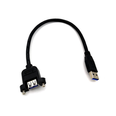 Panel mount USB 3.0 cable - USB A male to USB A female, 30cm