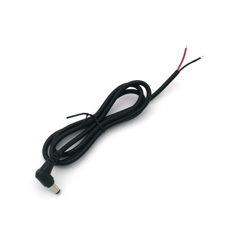 5.5mm x 2.1mm Right Angle Male DC Plug to Bare Wires DC cable