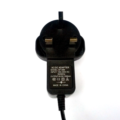 AC-DC Wall Adapter Power Supply 3-pin plug  - 5V 1A 5.5mm x 2.1mm