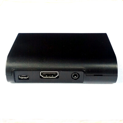 Recessed power, HDMI and audio ports.