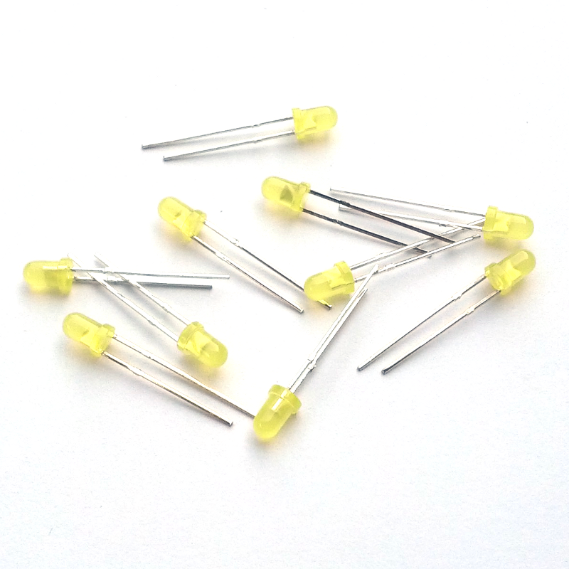 Diffused Yellow LED, Round, Through Hole (Pack of 10)
