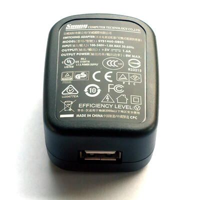 USB port power supply - 5V, 1.6A, interchangeable plug