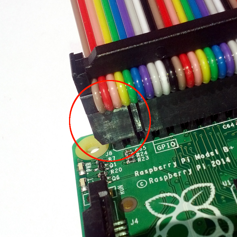 Look for a small triangle on the connector and plug it to the pin 1 near J8 mark on the board