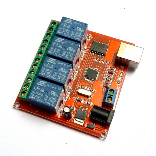 4-channel, 12V USB relay module