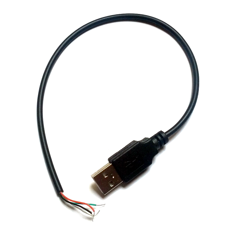 USB Type A Male to Bare Wire Cable, 30cm