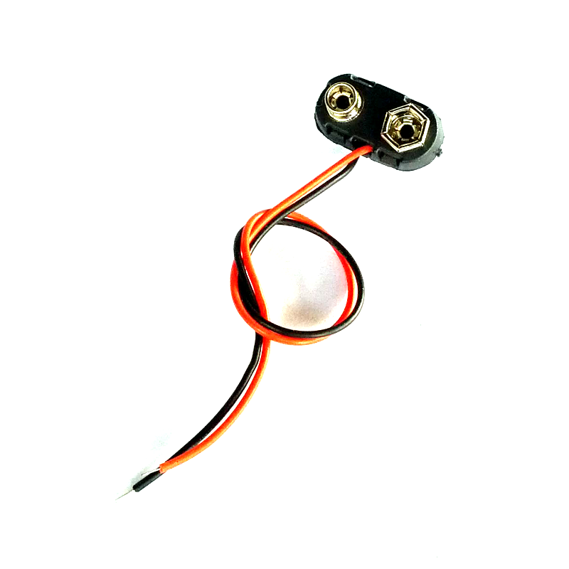 9V Battery clip with bare wire ends