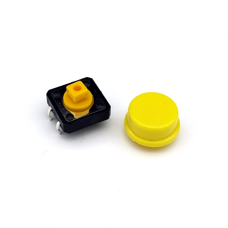 Tactile Push Button Switch with Removable Round Cap - 12mm x 12mm, 12mm tall (Pack of 10)