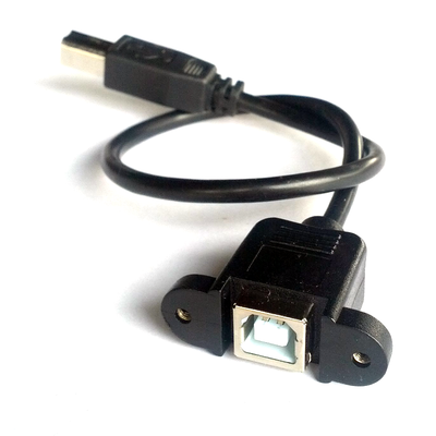 Panel mount USB cable - USB Type B Male to Type B Female, 30cm