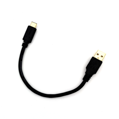 Short USB Type A to USB-C Type C Cable - Black, 22 cm