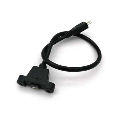 Panel mount USB cable - Micro USB female to Micro USB male, 30cm
