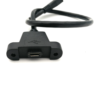 Panel mount USB cable - Micro USB female to Micro USB male, 30cm