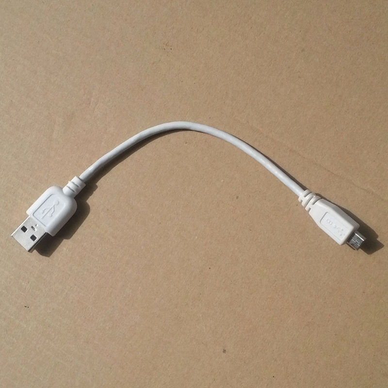 Short USB Type A to micro USB Cable - White, 19 cm