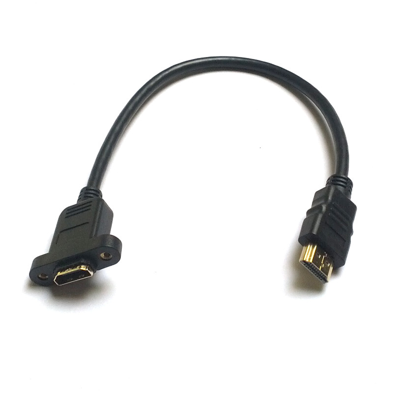 Panel mount HDMI cable - HDMI male to female, 30cm