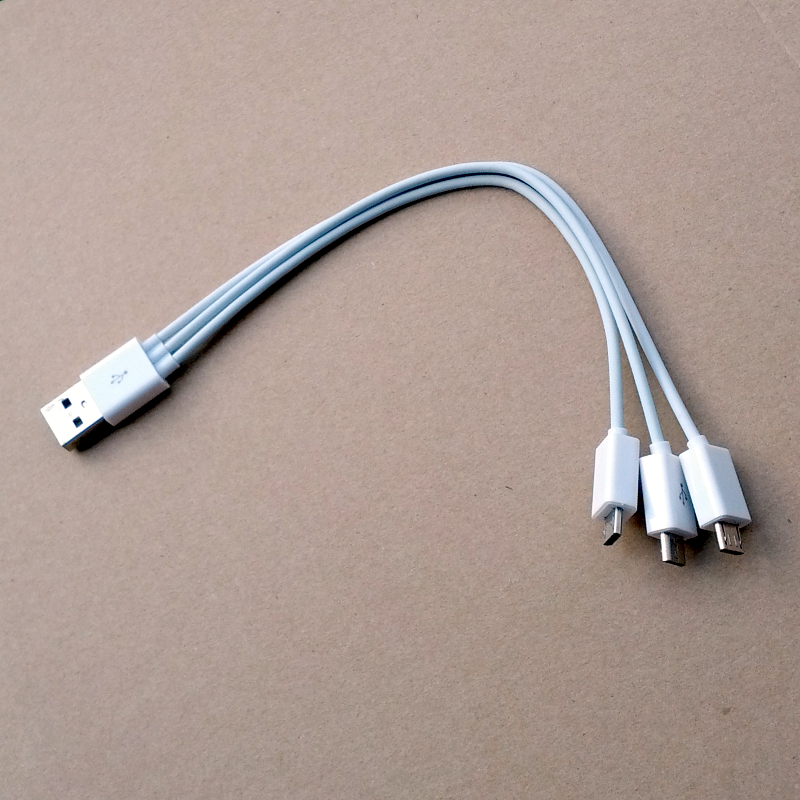 USB Type A to 3-way micro USB splitter cable