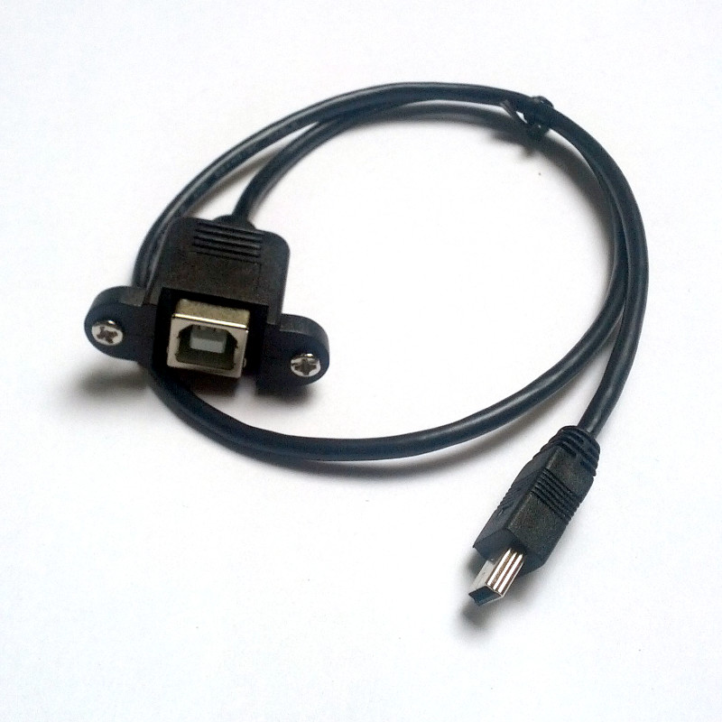 Panel mount USB cable - Mini-B male to B female, 30cm