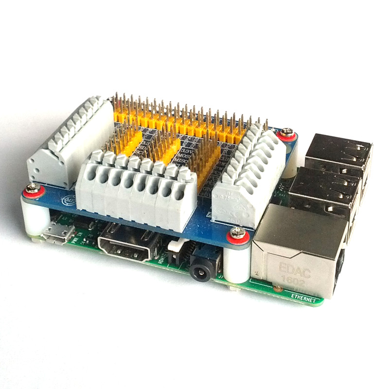 Terminal Block Breakout Board – 3.3V, Met LED's, Voor Raspberry Pi 2B/3B/4B, 26-16 AWG, Schroefklemmen