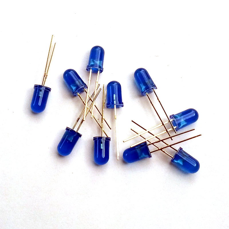 Diffused Blue LED, Round, Through Hole (Pack of 10)