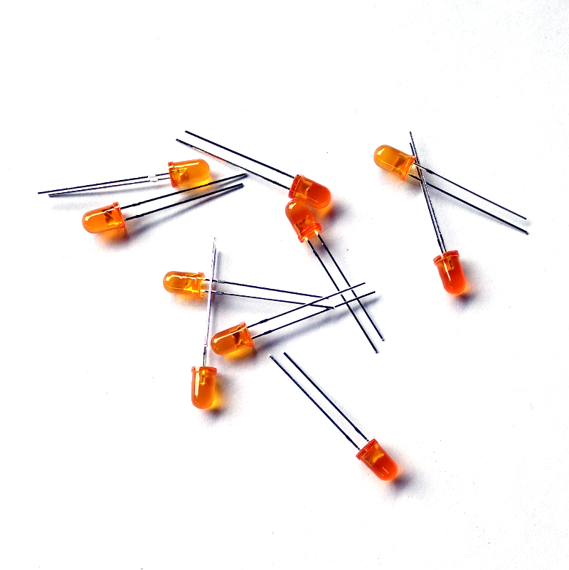 Diffused Orange LED, Round, Through Hole (Pack of 10)