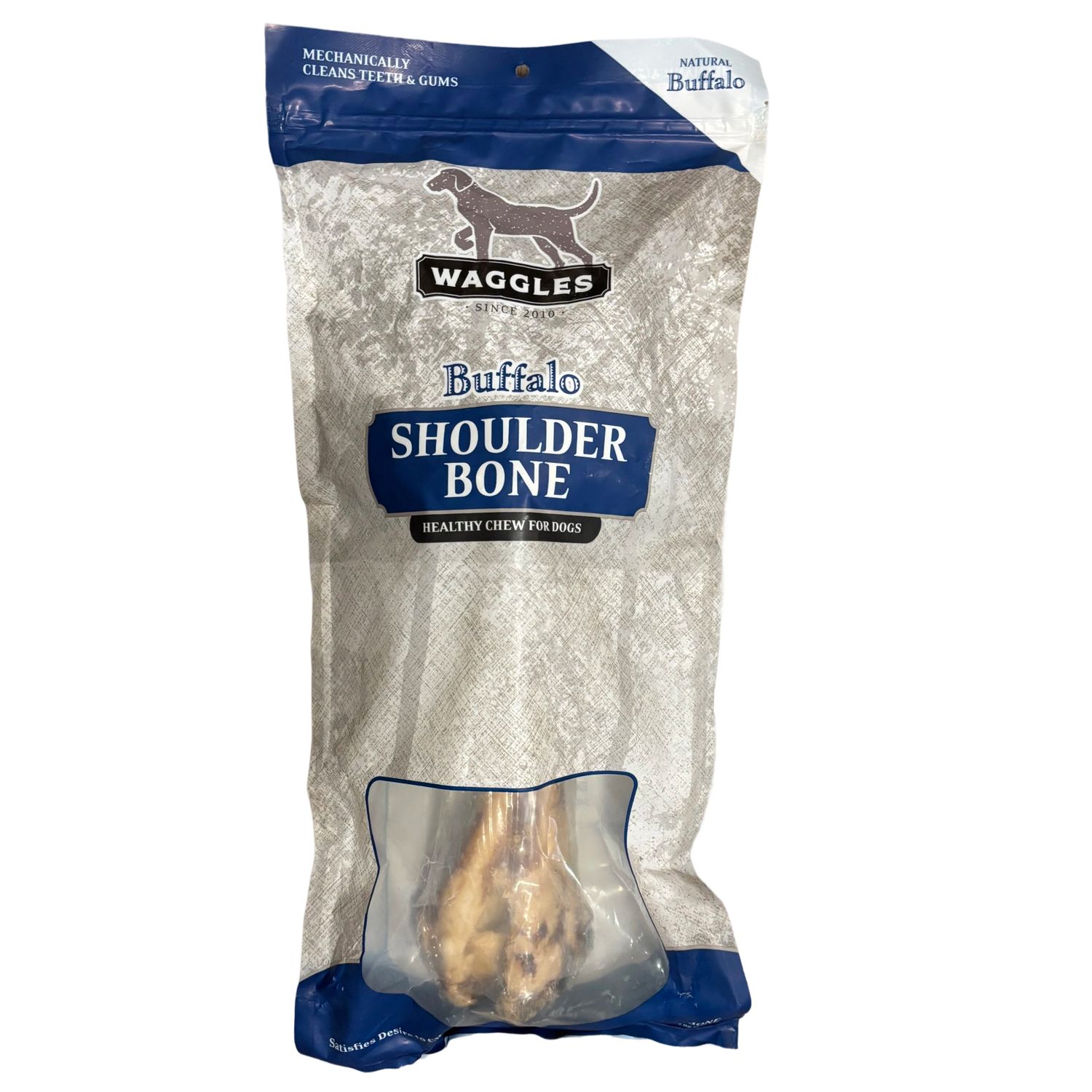 WAGGLES | Buffalo Shoulder Bone | Healthy Chew for Dogs | Mechanically Cleans Teeth &amp; Gums | Satisfies Desire to Chew | Natural | NO Additives | NO Preservatives | NO Dyes / NO Antibiotics | 12"-13"