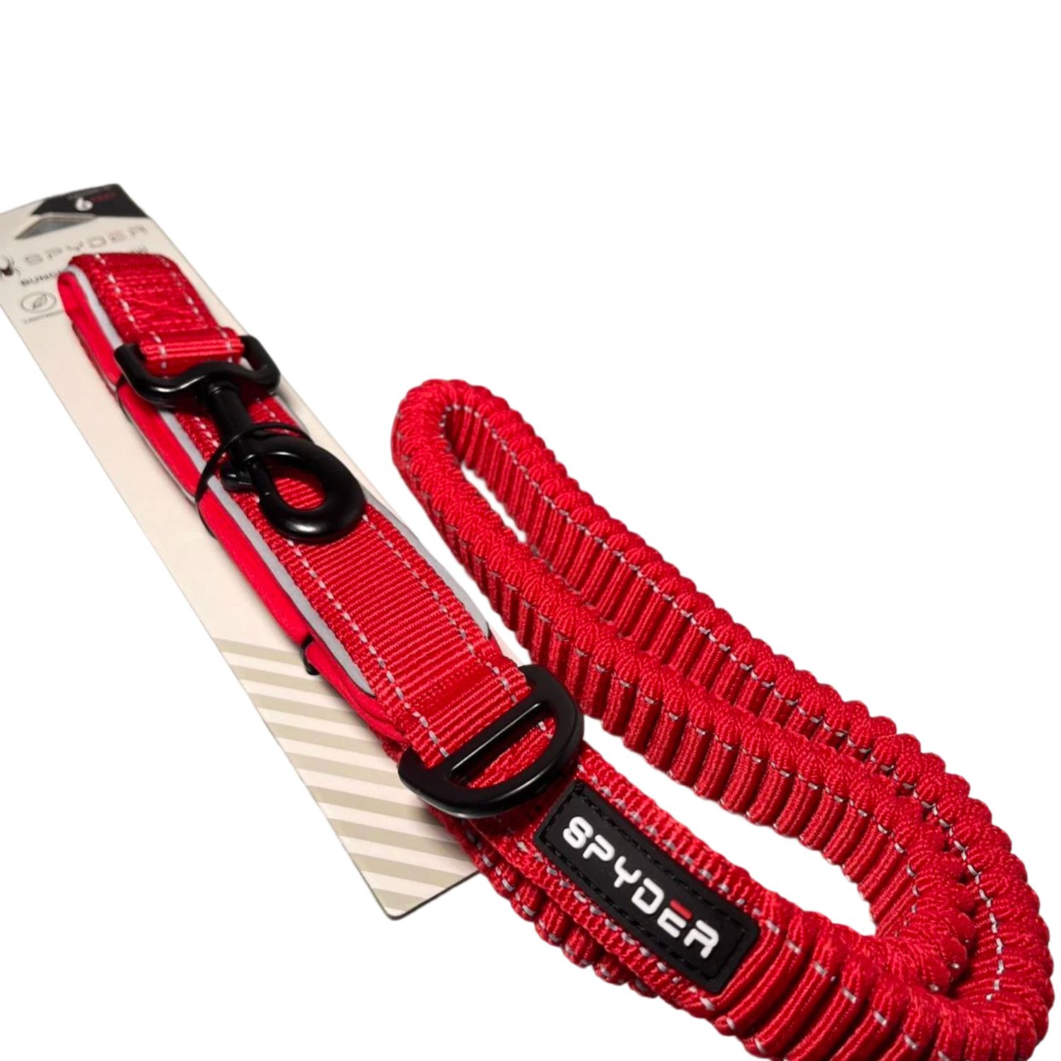 SPYDER | Bungee Dog Leash / RED / Super Strong / Smooth / All-Weather Materials / Dirt &amp; Odor Resistant / 4ft. - 6ft.