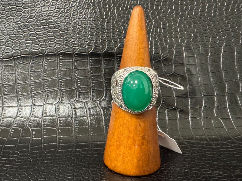 Bague moyen orient verte couleur argent