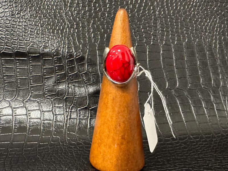 Bague rouge strié