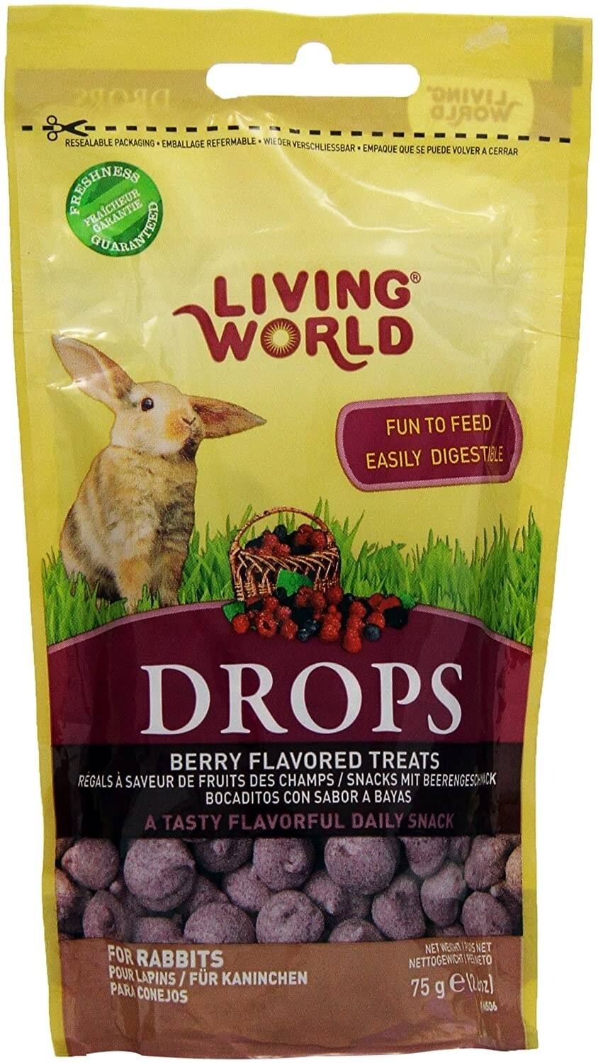 Snack para conejos Living World Drops sabor frutos rojos