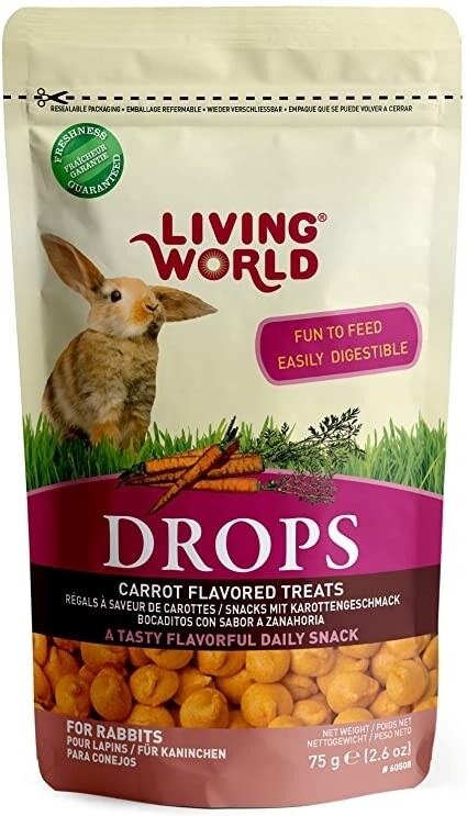 Snack para conejos Living World Drops sabor zanahoria
