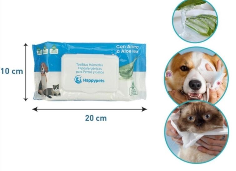 Toallas de limpieza de mascotas aroma sábila 50 unidades