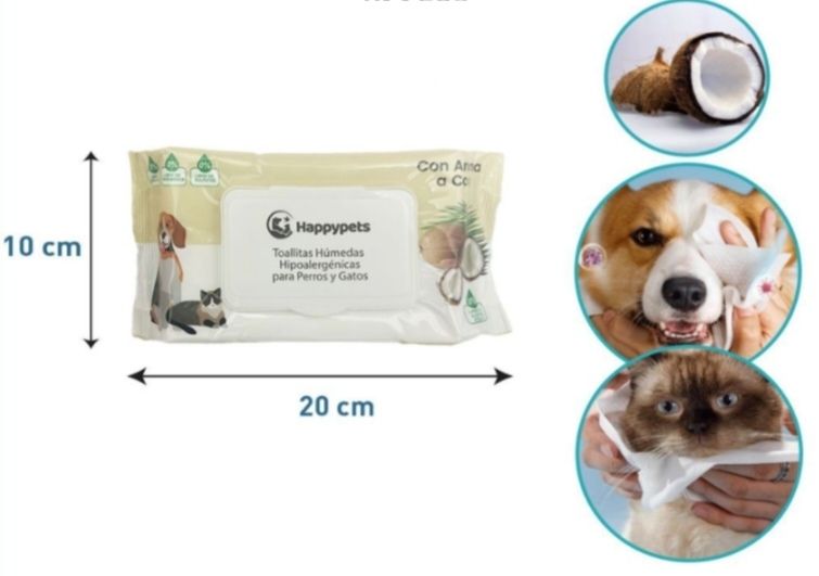 Toallas de limpieza de mascotas aroma coco 50 unidades