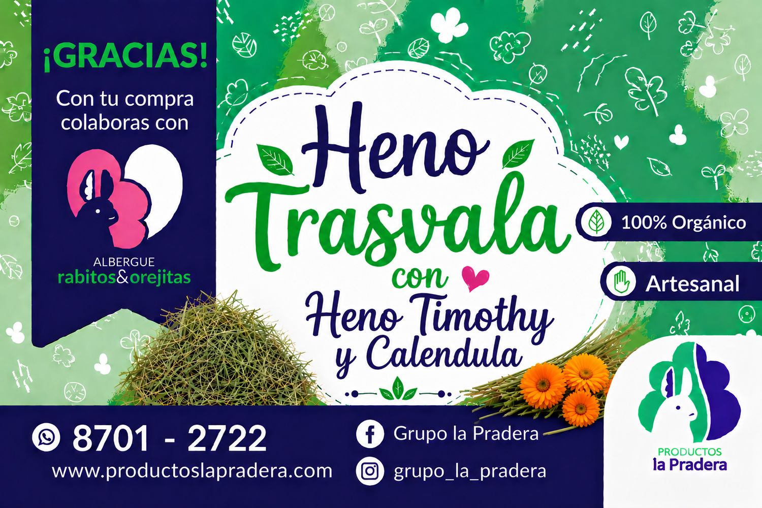 Heno Premium y timothy con Caléndula