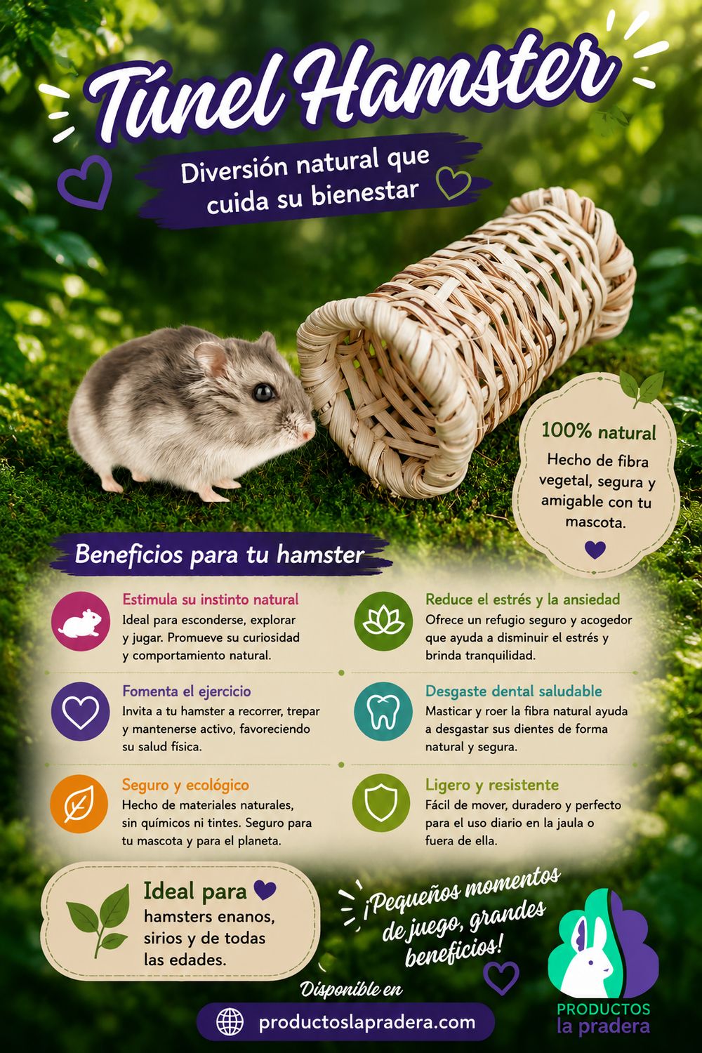 Tunel mimbre para hamster 