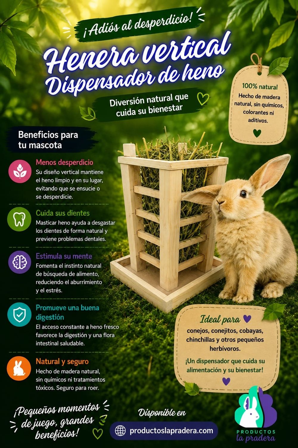 Henera  vertical de madera  natural