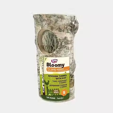 Túnel de madera con heno para roedores S Ola Pets 