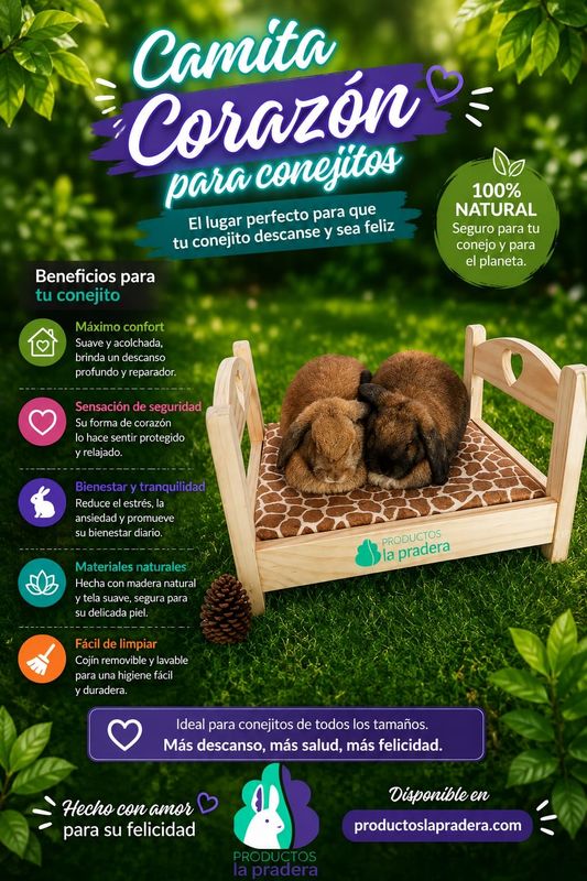 Cama de madera modelo con corazón