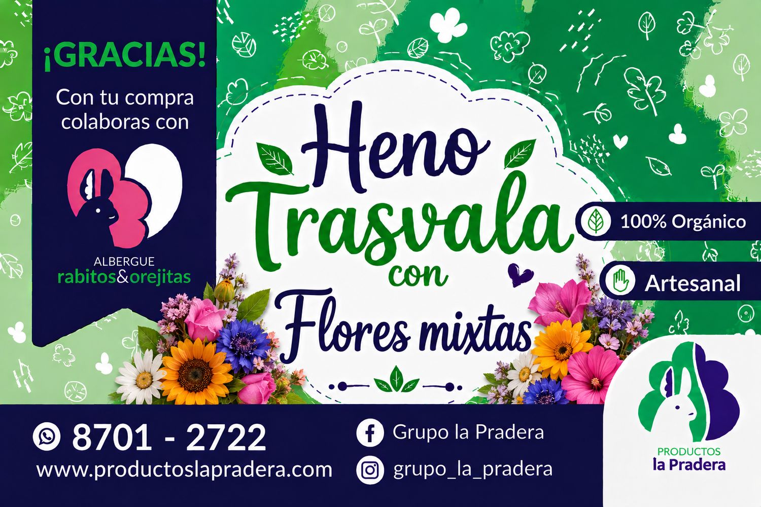 Heno Premium con Flores Mixtas