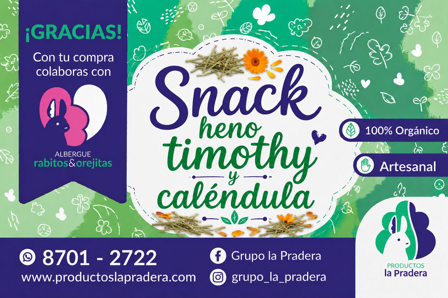 Snack de Heno timothy con Caléndula