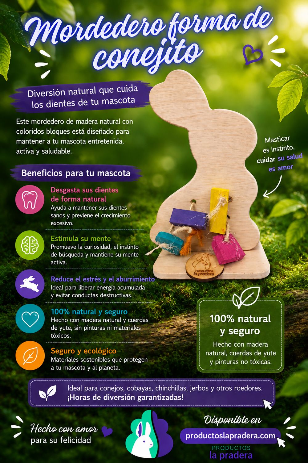 Juguete forma conejo para conejos y cobayas