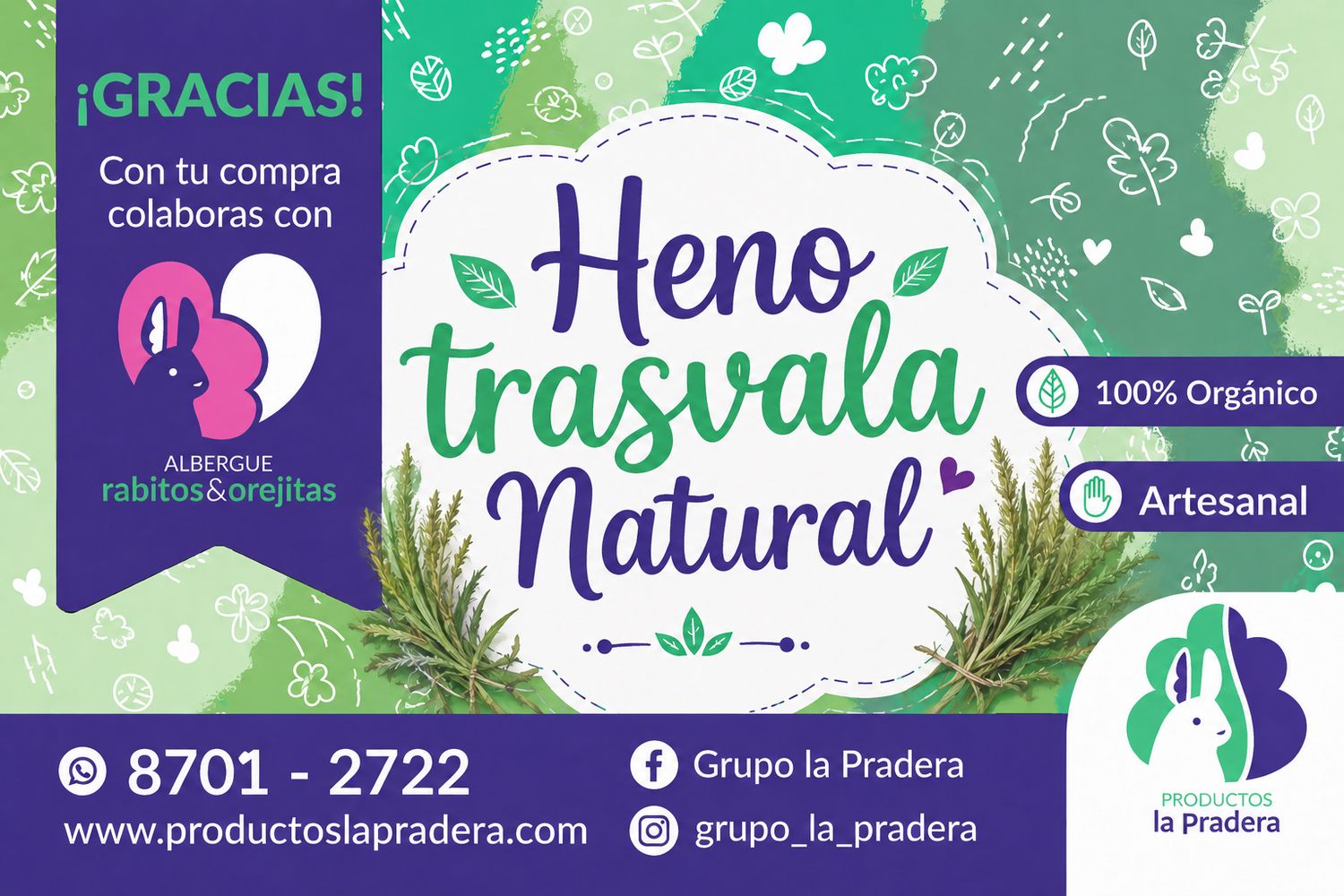 Heno artesanal trasvala premium mini paca 3.5k