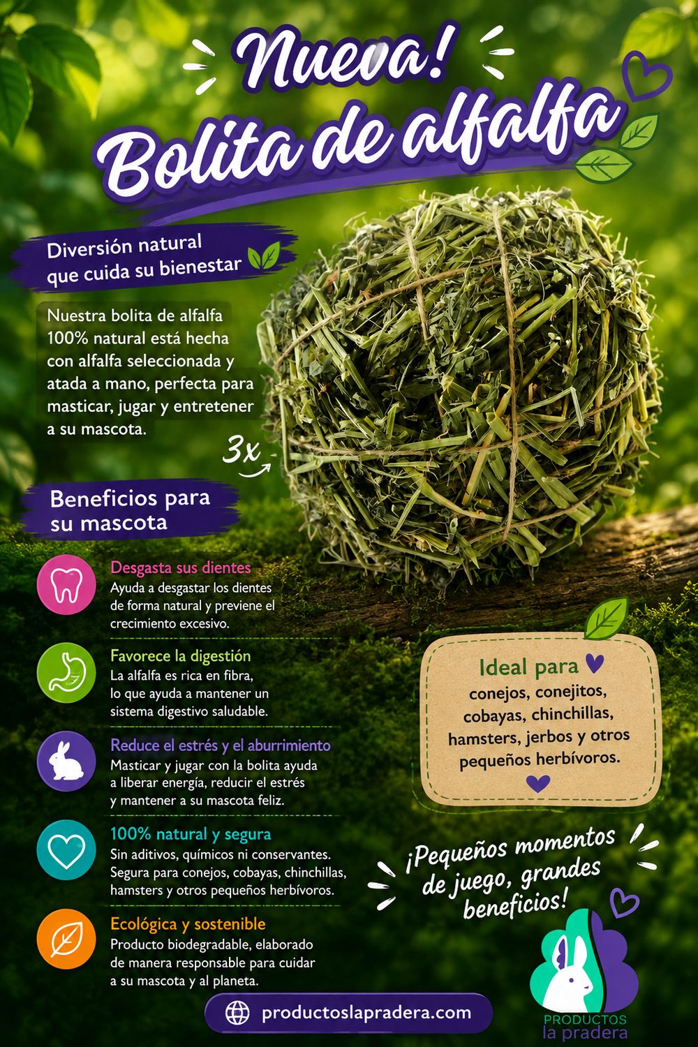 Bola mediana de heno de alfalfa ( 3 ) 