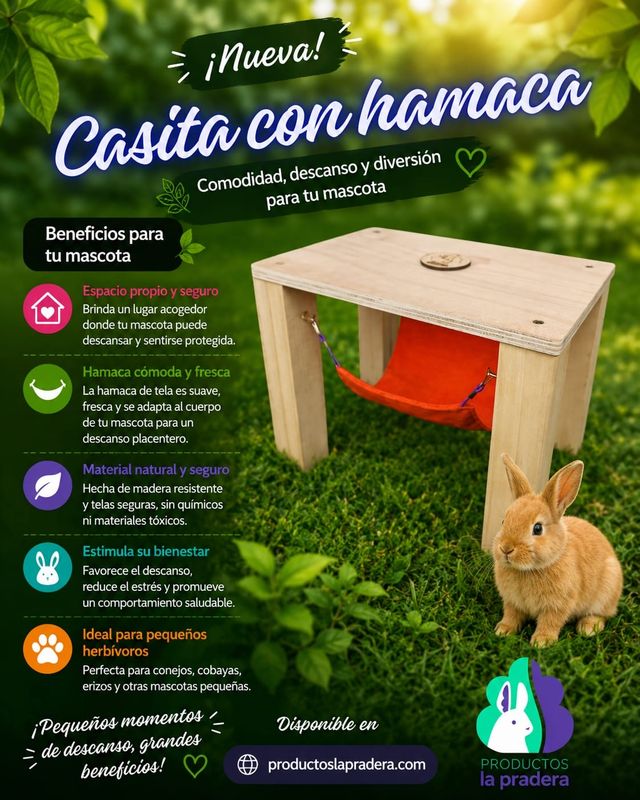 Casita con hamaca para roedores 
