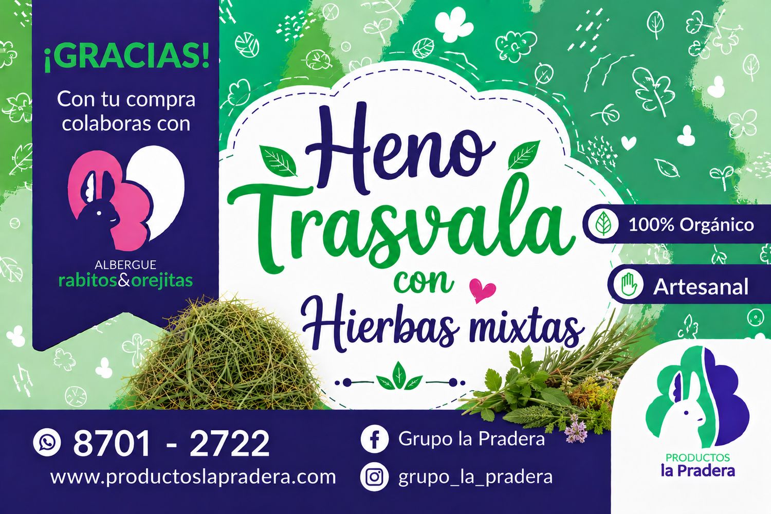 Heno Premium con hierbas mixtas bolsa individual