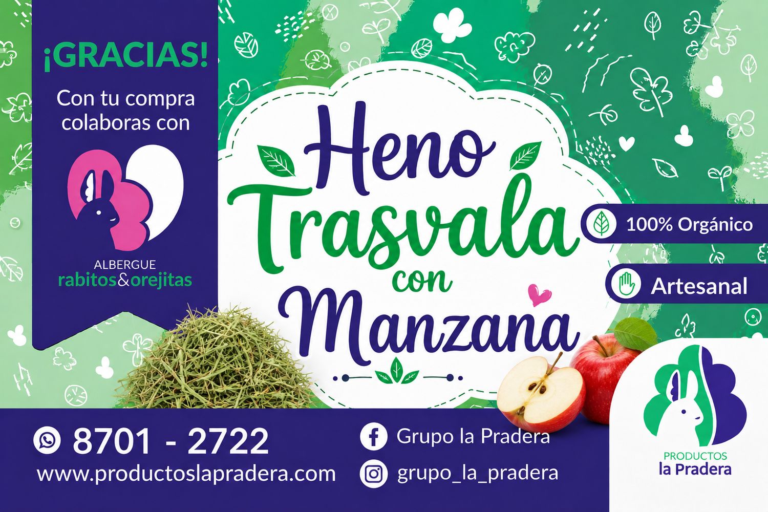 Heno Premium frutal con manzana