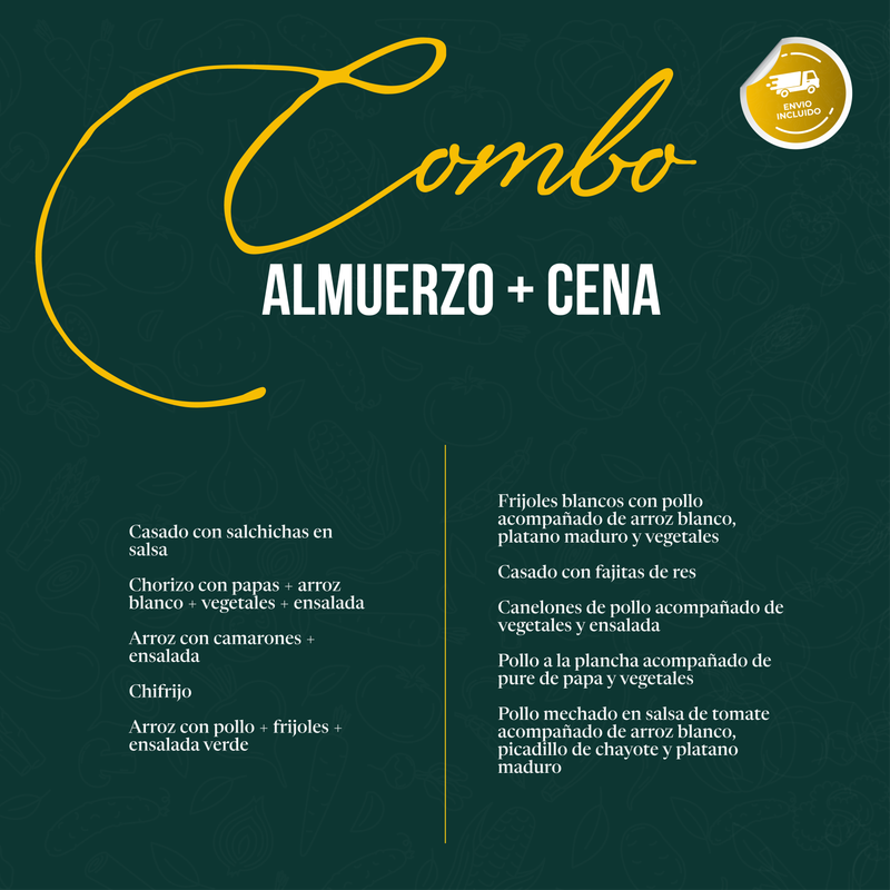 Combo almuerzo + cena con envio incluido