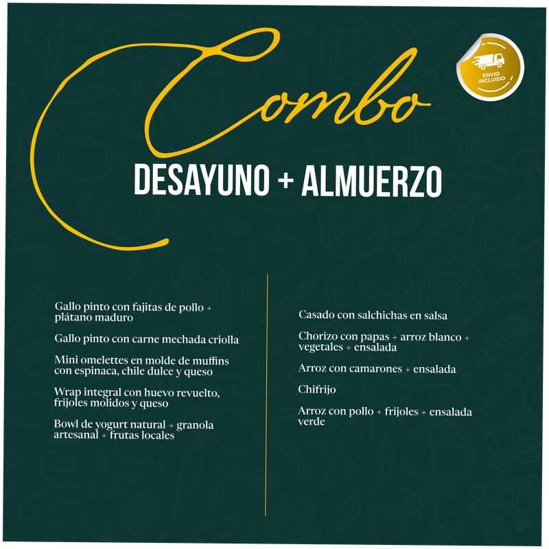 Combo desayuno + almuerzo con envio incluido
