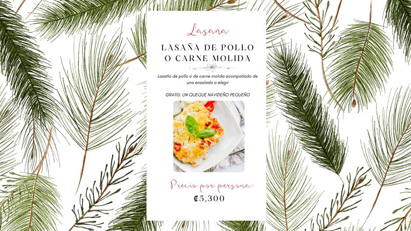 Lasaña de carne o de pollo